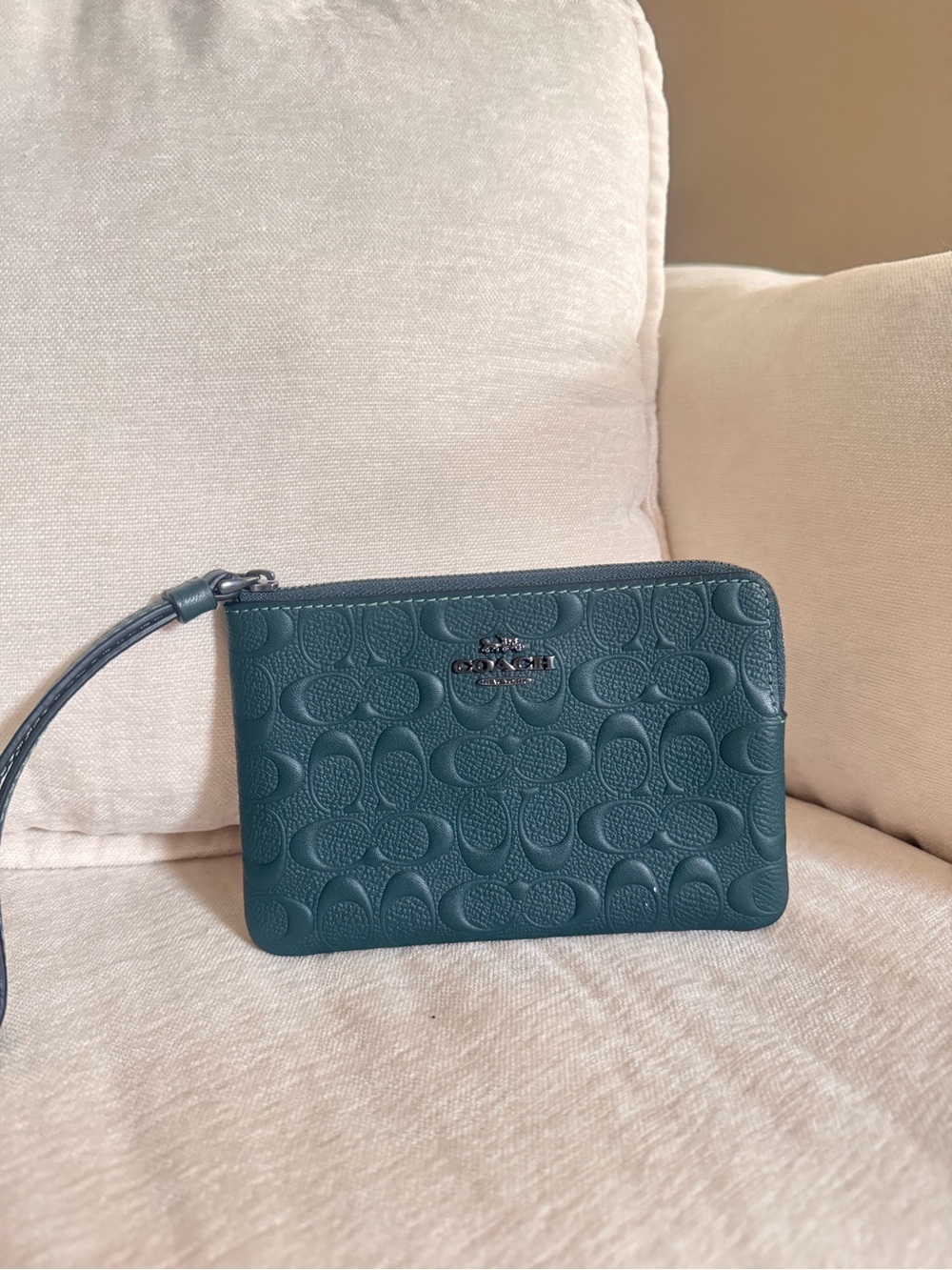Coach Teal Monogram Signature Wristlet